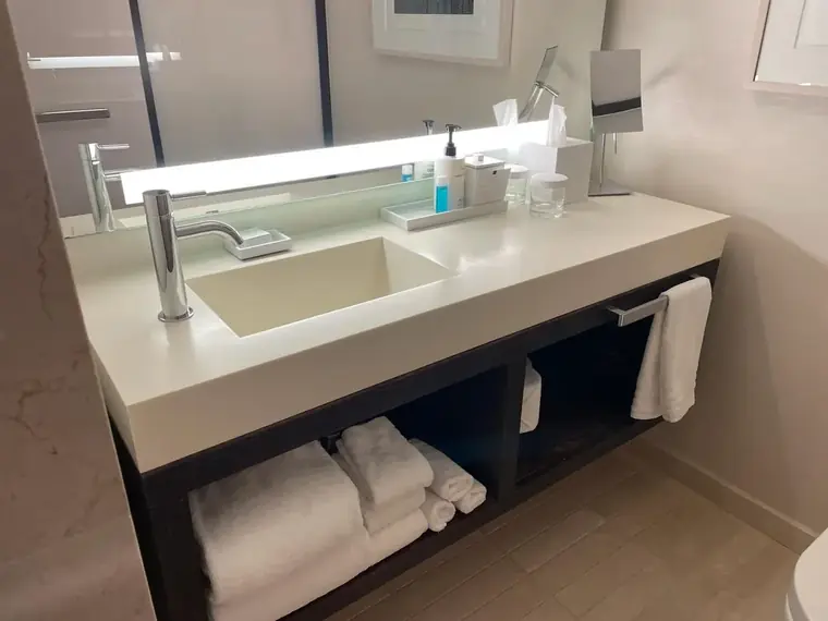 Conrad Hotel, Vanity fabrication and installation, custom millwork by New Wings in New York