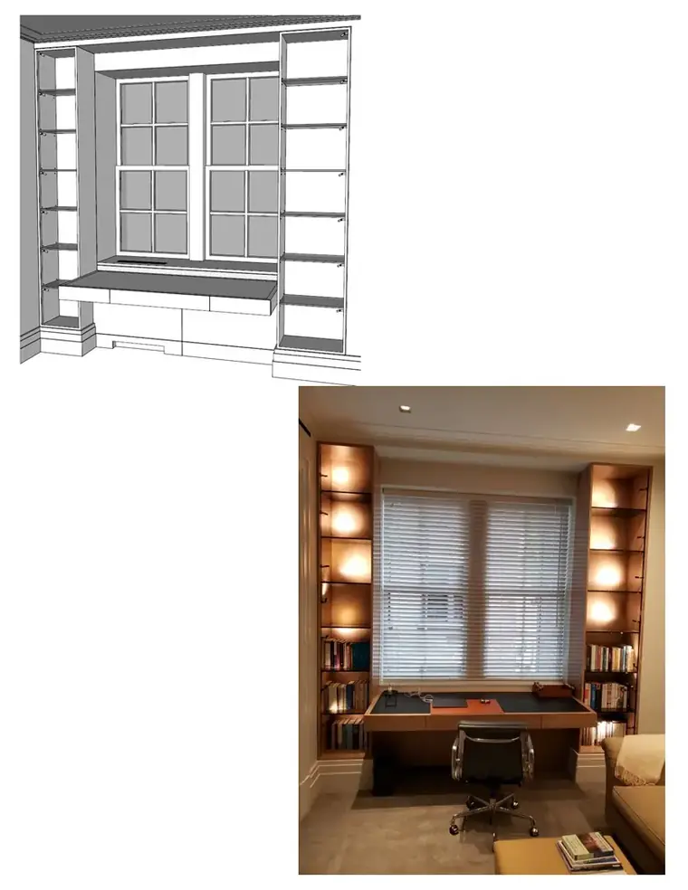 Private Residence, Custom library and desk, custom millwork by New Wings in New York