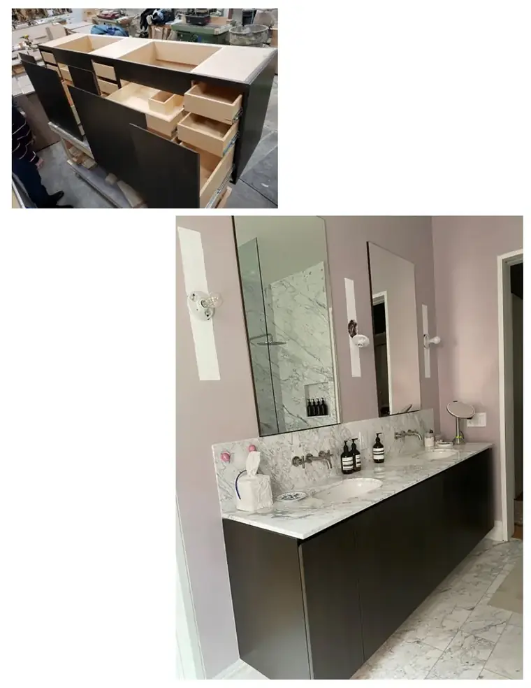 Private Residence, Custom vanity fabrication and installation, custom millwork by New Wings in New York